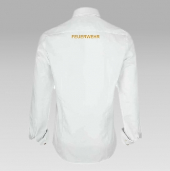 Feuerwehr Hemd  weiß mit klein rot-karo Kragen und Ärmel Umschlag