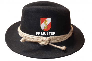Feuerwehr Filz-Hut anthrazit  mit Korpsabzeichen und Feuerwehr Name