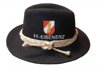 Feuerwehr Filz-Hut anthrazit  mit Korpsabzeichen und Feuerwehr Name